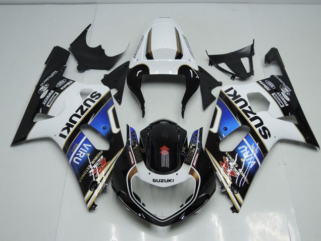 2001-2003 Black White Blue Viru Suzuki GSXR750 Bike Fairings 2001-2003 Black White Blue Viru Suzuki GSXR750 Bike Fairings