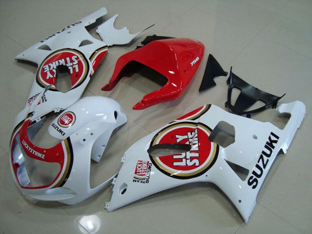 2001-2003 Red White Lucky Strike Suzuki GSXR750 Motorcyle Fairings 2001-2003 Red White Lucky Strike Suzuki GSXR750 Motorcyle Fairings