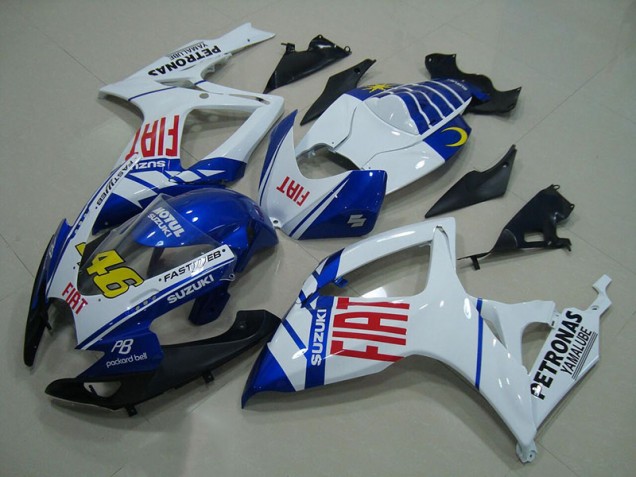 2006-2007 Blue White Fiat 46 Suzuki GSXR750 Moto Fairings 2006-2007 Blue White Fiat 46 Suzuki GSXR750 Moto Fairings