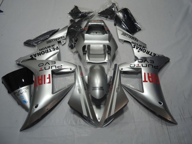 2002-2003 Silver Fiat Yamaha YZF R1 Replacement Fairings 2002-2003 Silver Fiat Yamaha YZF R1 Replacement Fairings