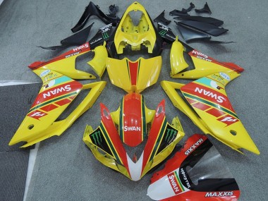 2007-2008 Yellow Red Swan Yamaha YZF R1 Moto Fairings