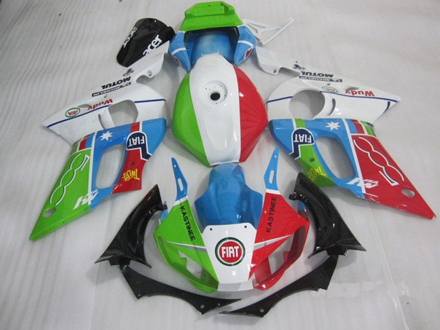 1998-2002 Blue Red Fiat Kastinee Yamaha YZF R6 Motorcycle Fairings Kit 1998-2002 Blue Red Fiat Kastinee Yamaha YZF R6 Motorcycle Fairings Kit